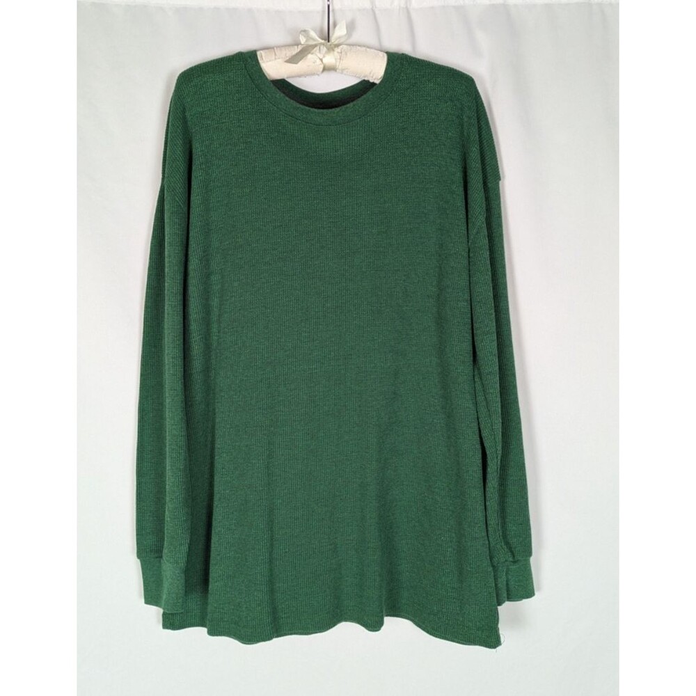 Architect 2XL Green Long Sleeve Ribbed Cuff Waffle Knit Thermal Shirt Classic